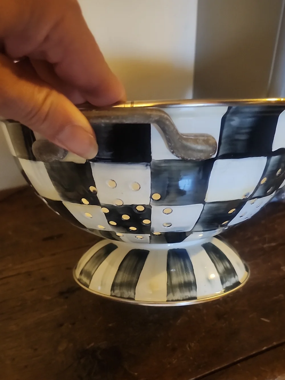 MacKenzie-Childs Courtly Check Large Colander 2.75 Quarts